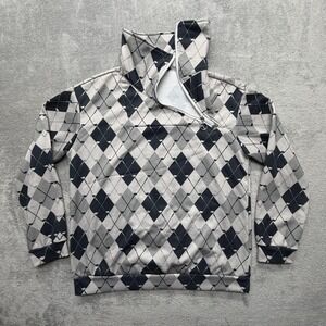 ACEGOLFS Pullover Mens XL‎ Gray Argyle 1/4 Zip Golf Mock Neck Long Sleeve Shirt